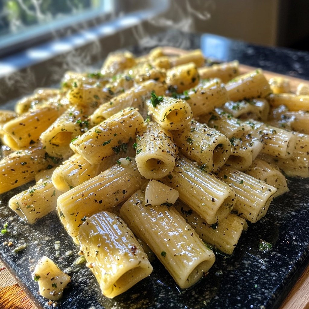 Rigatoni mit Olivenöl und Knoblauch