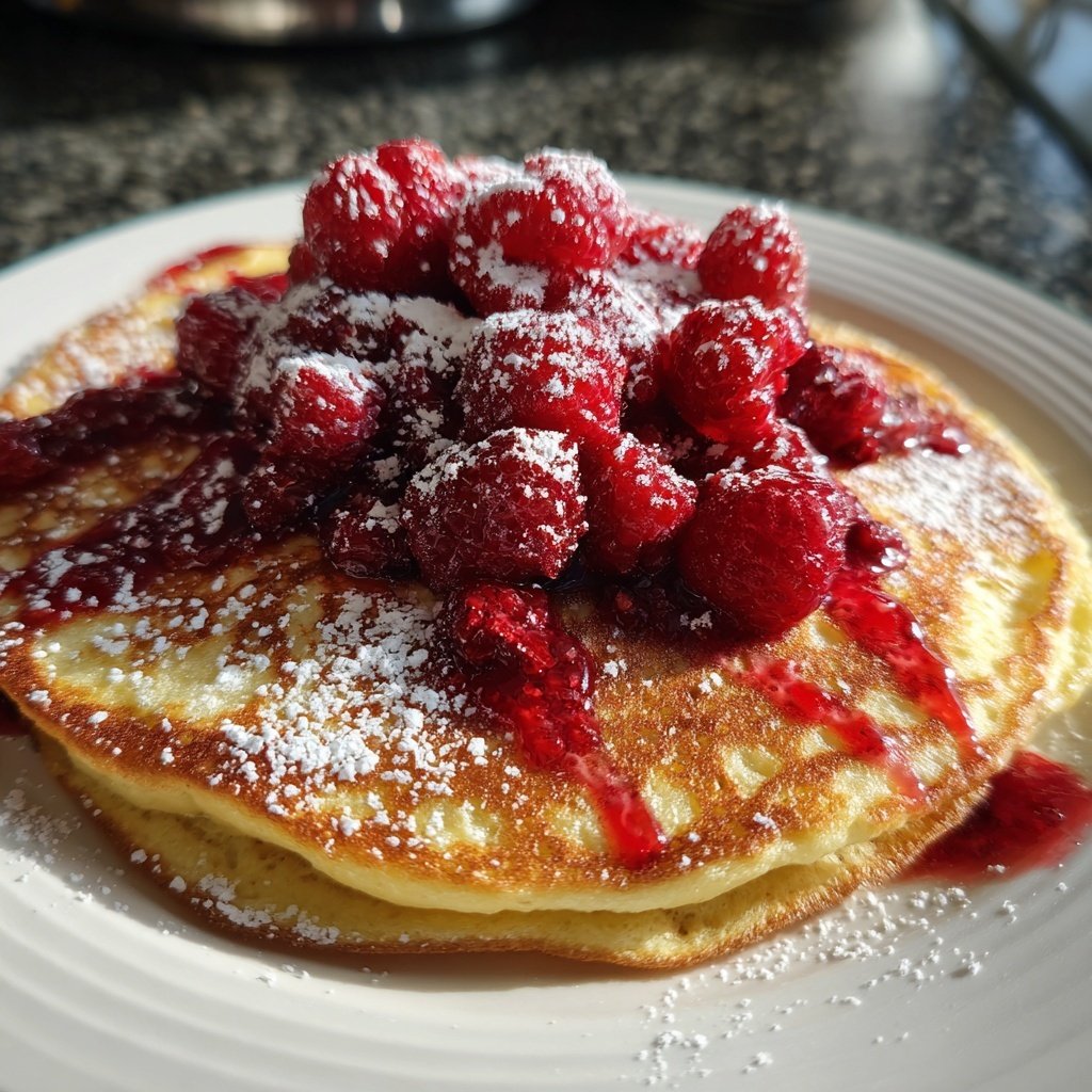 Pfannkuchen mit Himbeeren