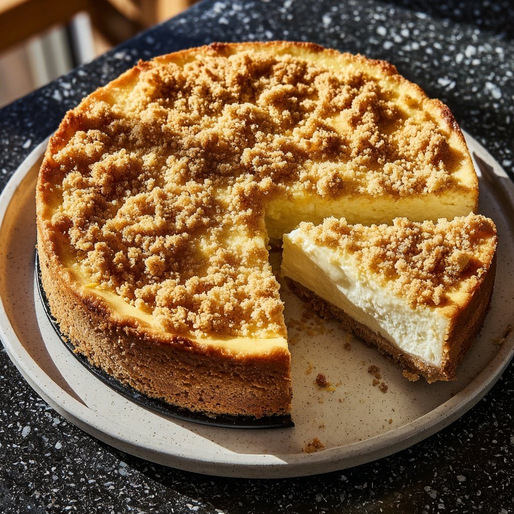 Käsekuchen mit Zitronenstreuseln