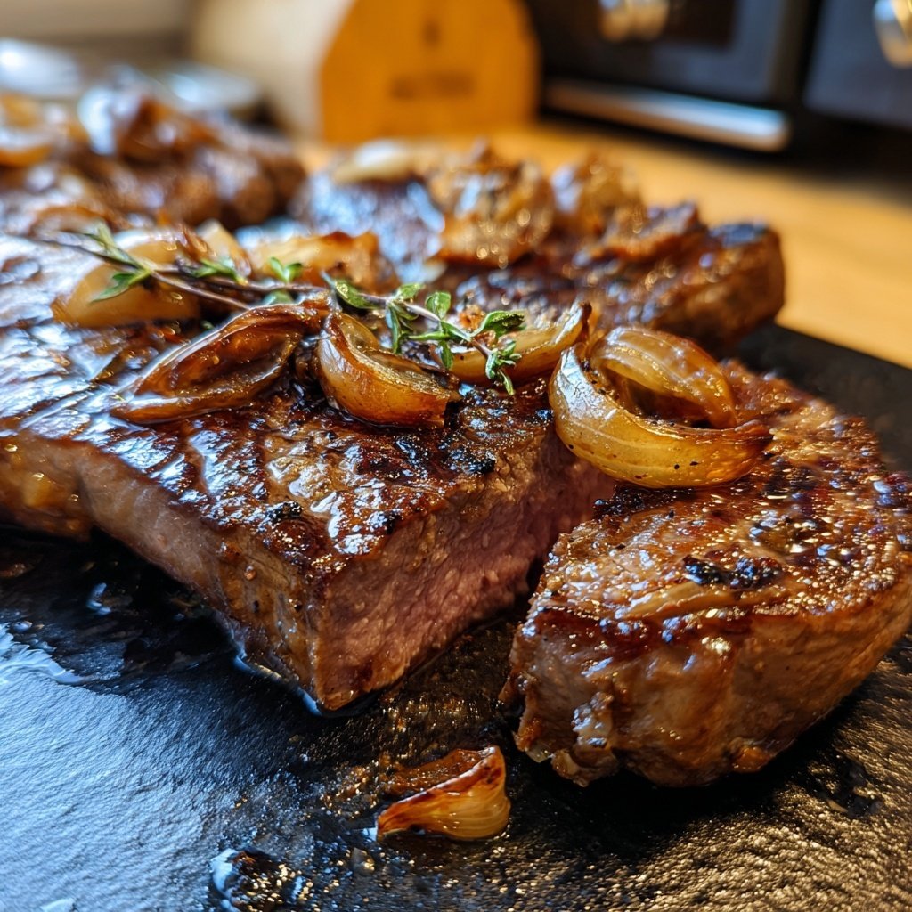 Steak mit Rotwein-Schalotten