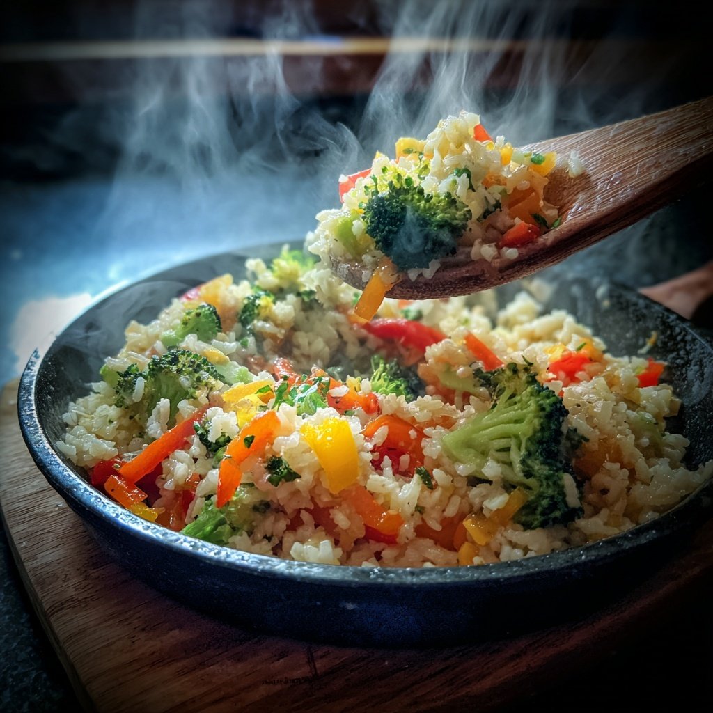 Abendessen mit Reis und Gemüse